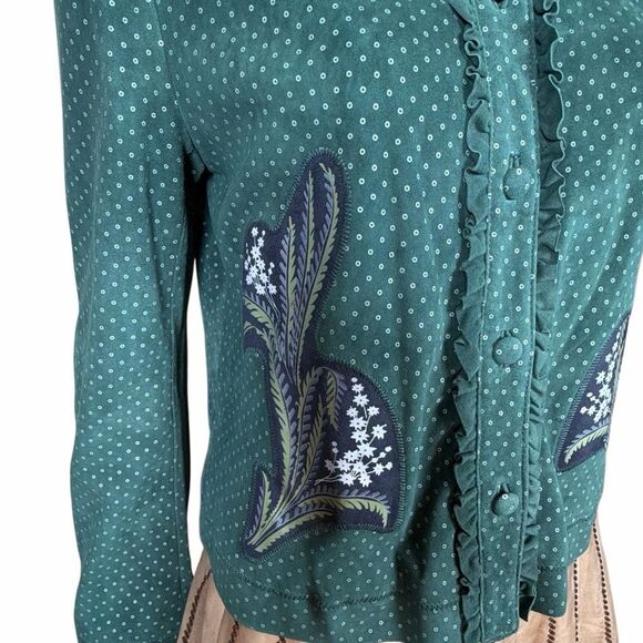 NWT Zara Woman Green Lambskin Embroidered Jacket M - Picture 6 of 16
